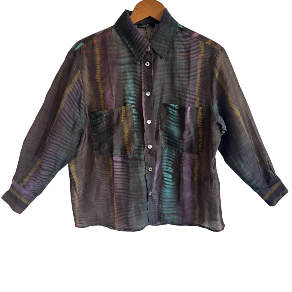 PARFOIS Long Sleeve Blouse Sheer Comfortable Women's SMALL Eco Friendly